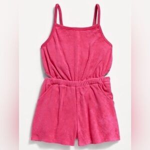 Old Navy Girls' Terrycloth Hot Pink Romper Side Cut-Out Swim Coverup